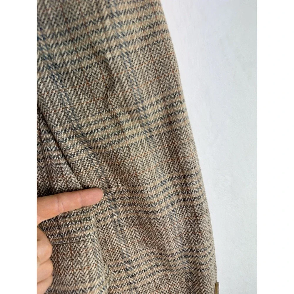 Vintage Chaps By Ralph Lauren Blazer Mens 40 Beige‎ Plaid Wool Tweed Sport Coat